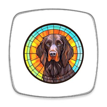 Deutsch Langhaar Vorstehhund Rasse Buntglas - Viereckiger Kühlschrankmagnet - Weiß - Vorne