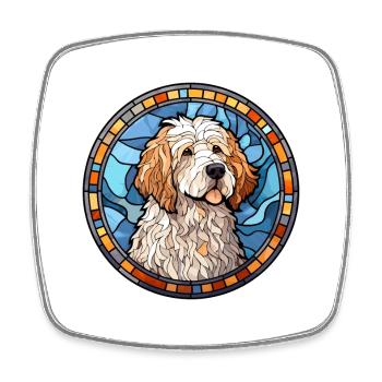 Deutsche Sheeppoodle Hunderasse Buntglas Colorfu - Viereckiger Kühlschrankmagnet - Weiß - Vorne