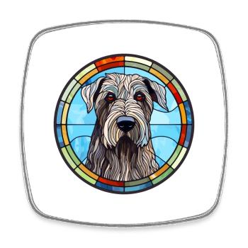 Giant Schnauzer Dog Breed Stained Glass Colorful W - Square fridge magnet - white - Front