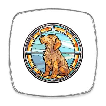 Griffon Fauve De Bretagne Dog Breed Stained Glass - Square fridge magnet - white - Front