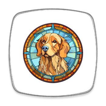 Hovawart Dog Breed Stained Glass Colorful Watercol - Square fridge magnet - white - Front