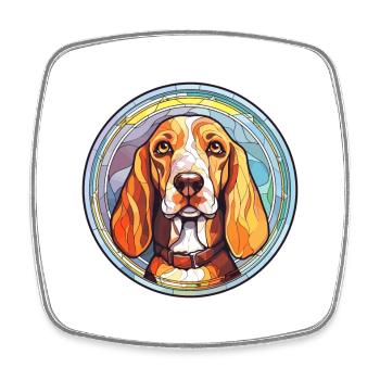 Chien courant estonien chien race vitrail coloré Wa - Magnet carré - blanc - Devant