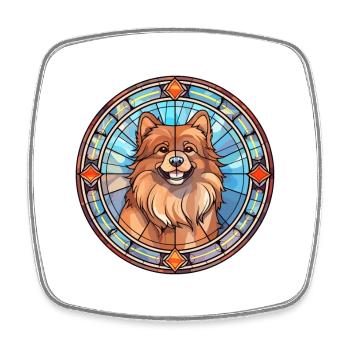 Eurasier Dog Breed Stained Glass Colorful Watercol - Square fridge magnet - white - Front