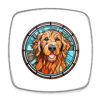 Fauve De Bretagne Dog Breed Stained Glass Colorful - Square fridge magnet - white - Front