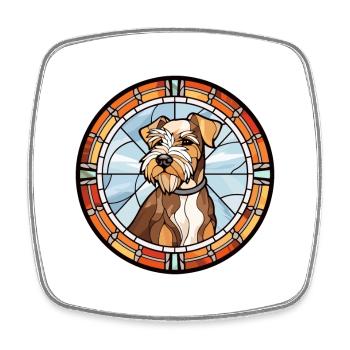 Deutsche Jagdterrier Hunderasse Buntglas Col - Viereckiger Kühlschrankmagnet - Weiß - Vorne