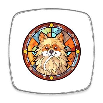 German Spitz Dog Breed Stained Glass Colorful Wate - Square fridge magnet - white - Front