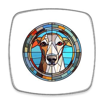 Greyhound Hund Rasse Buntes Glas Buntes Wasserco - Viereckiger Kühlschrankmagnet - Weiß - Vorne
