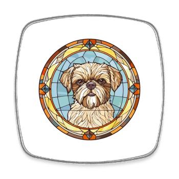 Griffon Bruxellois Hunderasse Buntglas Colorfu - Viereckiger Kühlschrankmagnet - Weiß - Vorne
