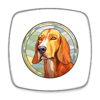 Hygen Hound Dog Breed Stained Glass Colorful Water - Square fridge magnet - white - Front