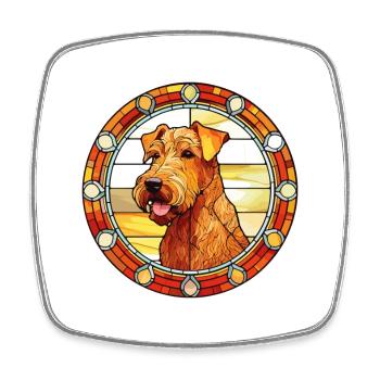 Irish Terrier Dog Breed Stained Glass Colorful Wat - Square fridge magnet - white - Front