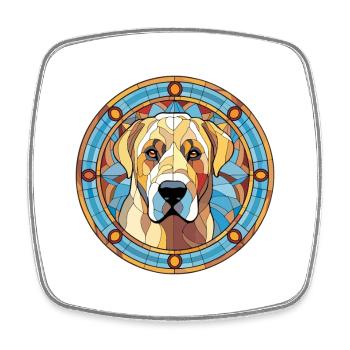 Kangal chien race vitrail aquarelle colorée - Magnet carré - blanc - Devant