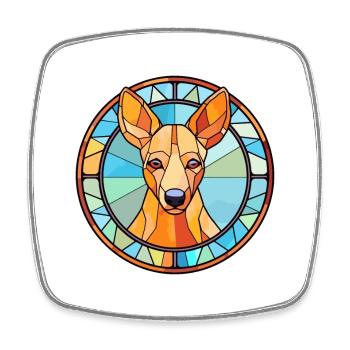 Kangaroo Dog Breed Stained Glass Colorful Watercol - Square fridge magnet - white - Front