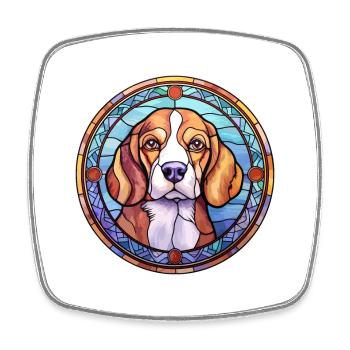 Kerry Beagle Hunderasse Buntes Glas - Viereckiger Kühlschrankmagnet - Weiß - Vorne