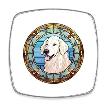 Kuvasz Hunderasse Buntes Glas Buntes Aquarell - Viereckiger Kühlschrankmagnet - Weiß - Vorne