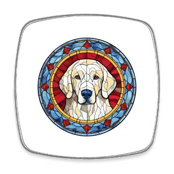 Kuvasz Ungarische Hunderasse Buntglas Bunt - Viereckiger Kühlschrankmagnet - Weiß - Vorne