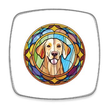 Labradinger Dog Breed Stained Glass Colorful Water - Square fridge magnet - white - Front