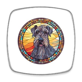 Giant Schnauzer Dog Breed Stained Glass Colorful W - Square fridge magnet - white - Front