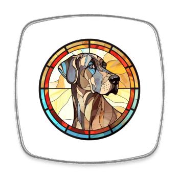 Great Dane Dog Breed Stained Glass Colorful Waterc - Square fridge magnet - white - Front