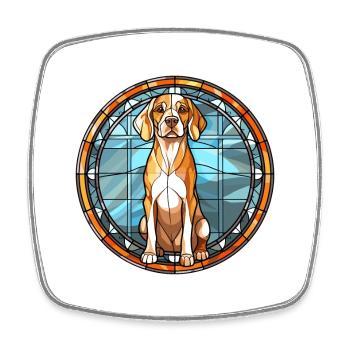 Harrier Dog Breed Stained Glass Colorful Watercolo - Square fridge magnet - white - Front