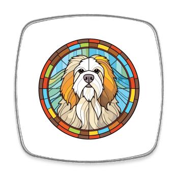 Chien de berger de l’Himalaya chien race vitrail Colorfu - Magnet carré - blanc - Devant