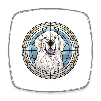 Ungarische Kuvasz Hunderasse Buntglas Bunt - Viereckiger Kühlschrankmagnet - Weiß - Vorne