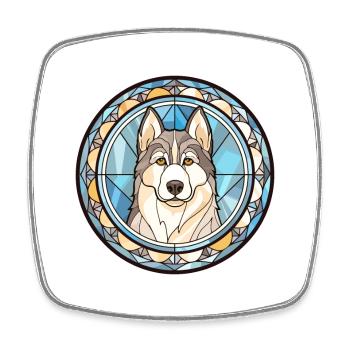 Husky-Hunderasse Buntes Aquarell - Viereckiger Kühlschrankmagnet - Weiß - Vorne