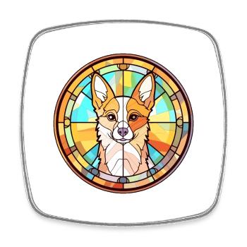 Isländischer Schäferhund Hunderasse Buntglas Colorfu - Viereckiger Kühlschrankmagnet - Weiß - Vorne