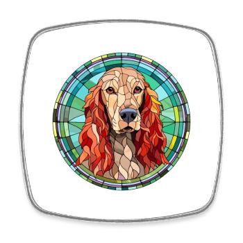 Irish Setter Hund Rasse Buntes Glas Buntes Wate - Viereckiger Kühlschrankmagnet - Weiß - Vorne