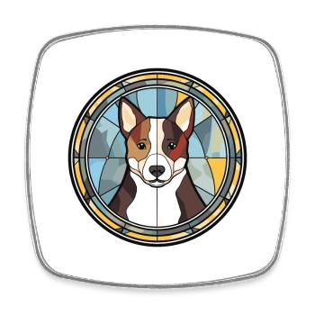 Karelian Bear Dog Breed Stained Glass Colorful Wat - Square fridge magnet - white - Front