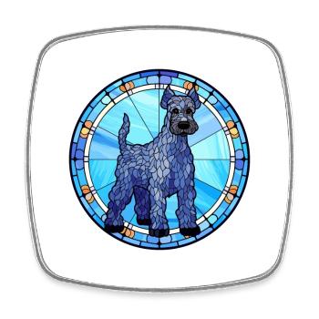 Kerry Blue Terrier Hunderasse Buntglas Colorfu - Viereckiger Kühlschrankmagnet - Weiß - Vorne
