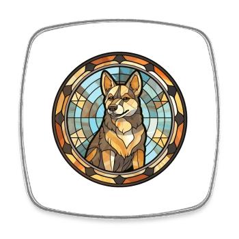 Kishu Ken Hunderasse Buntes Glas Buntes Wasserco - Viereckiger Kühlschrankmagnet - Weiß - Vorne