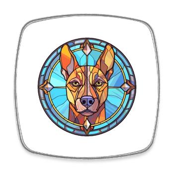 Kombai Dog Breed Stained Glass Colorful Watercolor - Square fridge magnet - white - Front