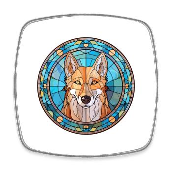 Kunming Wolfhund Hunderasse Buntes Glas Buntes W - Viereckiger Kühlschrankmagnet - Weiß - Vorne