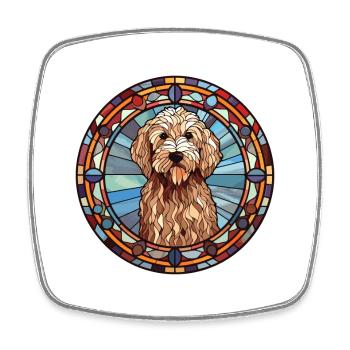 Labradoodle Hunderasse Buntes Glas - Viereckiger Kühlschrankmagnet - Weiß - Vorne