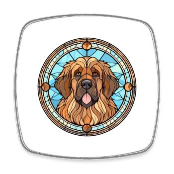 Leonberger Dog Breed Stained Glass Colorful Waterc - Square fridge magnet - white - Front
