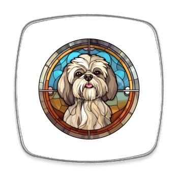 Lhasa Apso Hunderasse Buntes Glas Buntes Wasser - Viereckiger Kühlschrankmagnet - Weiß - Vorne