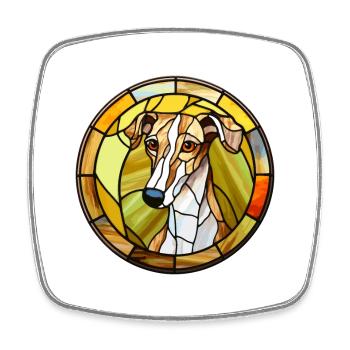 Lurcher Hunderasse Buntes Glas Buntes Wassercolo - Viereckiger Kühlschrankmagnet - Weiß - Vorne
