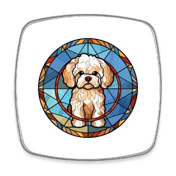 Maltipoo Hunderasse Buntes Glas Buntes Wassercol - Viereckiger Kühlschrankmagnet - Weiß - Vorne