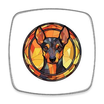 Manchester Terrier chien race vitrail Colorfu - Magnet carré - blanc - Devant