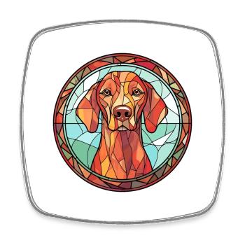 Ungarische Vizsla Hunderasse Buntglas Bunt - Viereckiger Kühlschrankmagnet - Weiß - Vorne