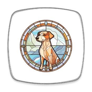 Italien Volpino chien race vitrail coloré W - Magnet carré - blanc - Devant
