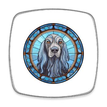 Griffon Bleu De Gascogne chien race vitrail C - Magnet carré - blanc - Devant