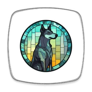 Karelo Finnish Laika Dog Breed Stained Glass Color - Square fridge magnet - white - Front