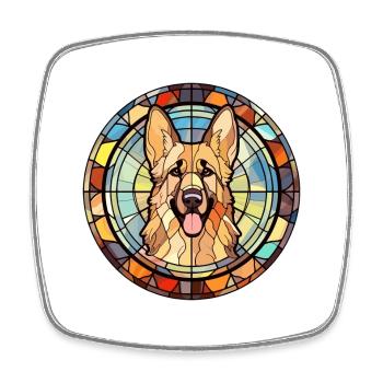 Karst Shepherd Dog Breed Stained Glass Colorful Wa - Square fridge magnet - white - Front