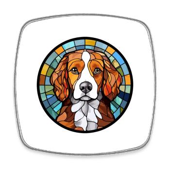 Kooikerhondje chien race vitrail coloré Wat - Magnet carré - blanc - Devant