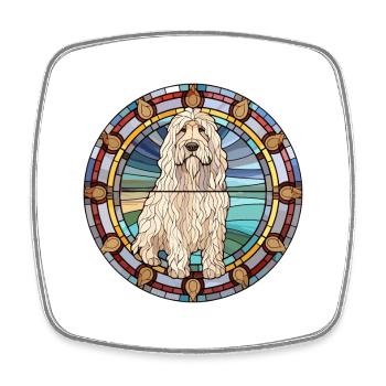 Komondor Dog Breed Stained Glass Colorful Watercol - Square fridge magnet - white - Front