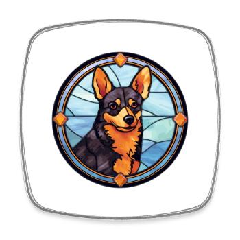 Lancashire Heeler Dog Breed Stained Glass Colorful - Square fridge magnet - white - Front