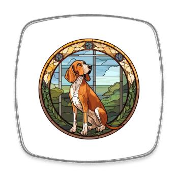 Majestätischer Baumhund Hunderasse Buntglasfarbe - Viereckiger Kühlschrankmagnet - Weiß - Vorne