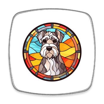 Miniaturschnauzer Hunderasse Buntglas Colorf - Viereckiger Kühlschrankmagnet - Weiß - Vorne