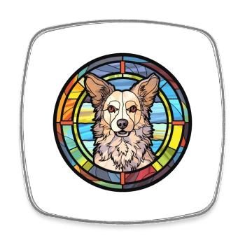 Mudi chien race vitrail aquarelle colorée - Magnet carré - blanc - Devant